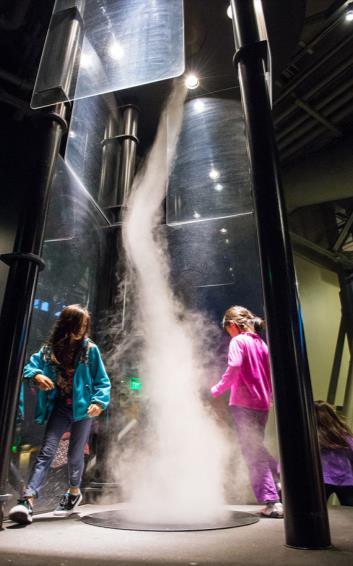 Live science show with a vortex exhibit